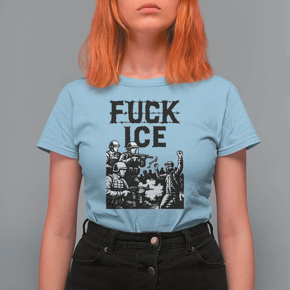 F Ice Riot Protest Graphic T Shirt For Women Political Resistance Against Ice Violence