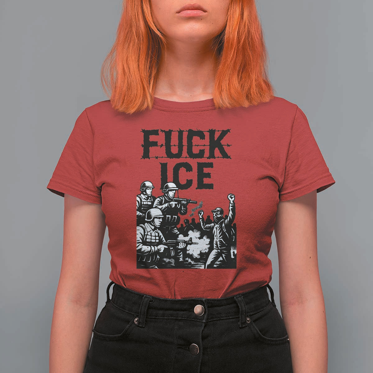 F Ice Riot Protest Graphic T Shirt For Women Political Resistance Against Ice Violence