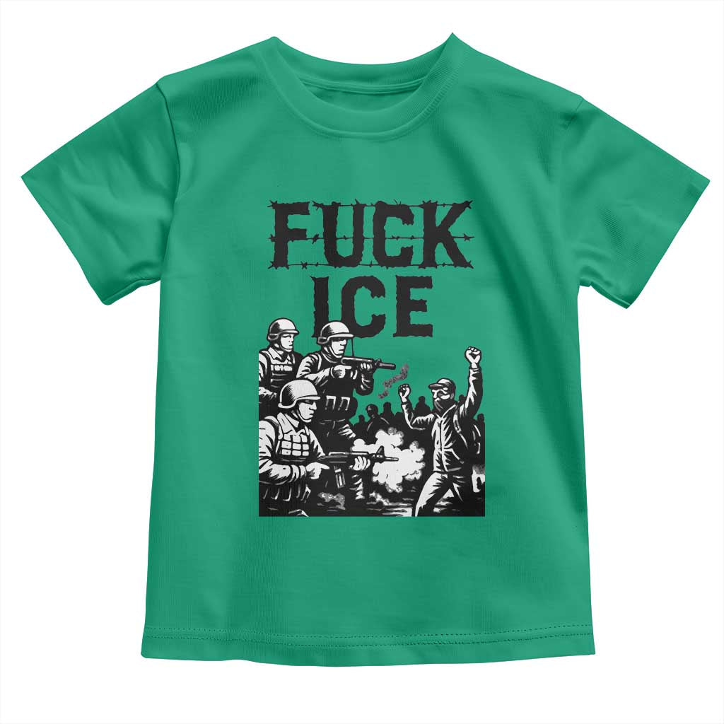 F Ice Riot Protest Graphic Toddler T Shirt Political Resistance Against Ice Violence