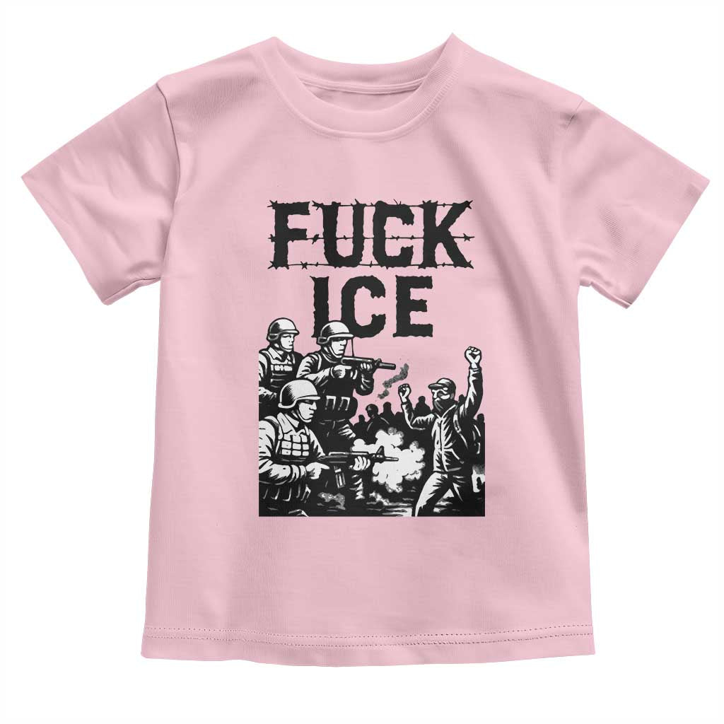 F Ice Riot Protest Graphic Toddler T Shirt Political Resistance Against Ice Violence