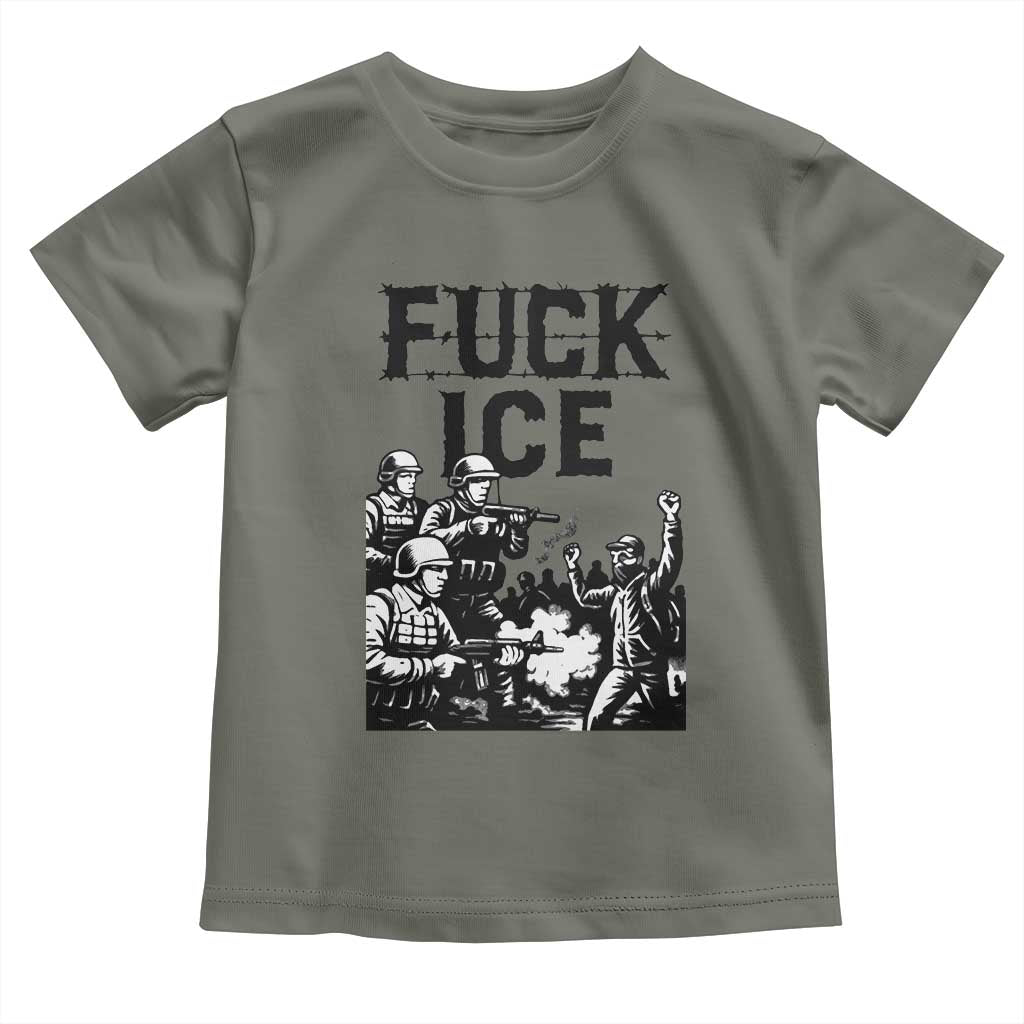 F Ice Riot Protest Graphic Toddler T Shirt Political Resistance Against Ice Violence