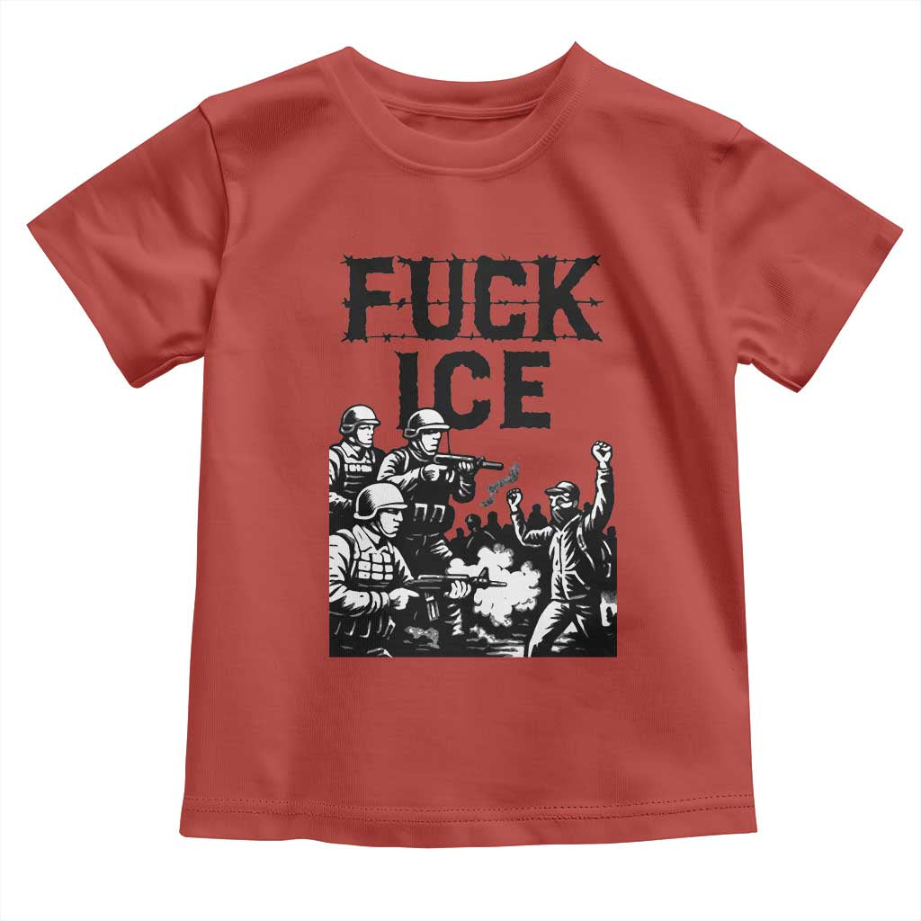 F Ice Riot Protest Graphic Toddler T Shirt Political Resistance Against Ice Violence