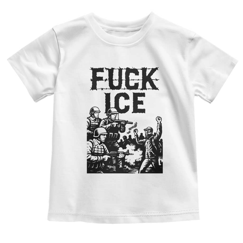 F Ice Riot Protest Graphic Toddler T Shirt Political Resistance Against Ice Violence