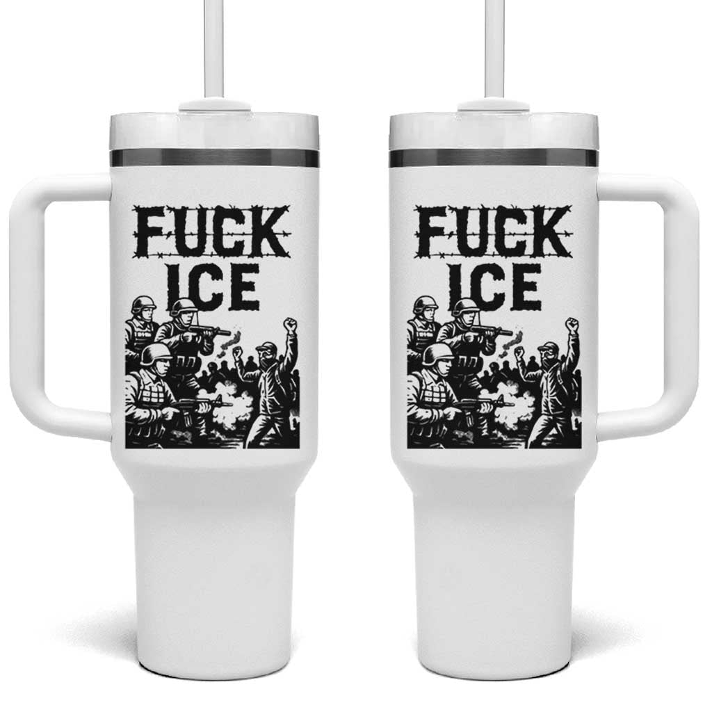 F Ice Riot Protest Graphic Tumbler With Handle Political Resistance Against Ice Violence
