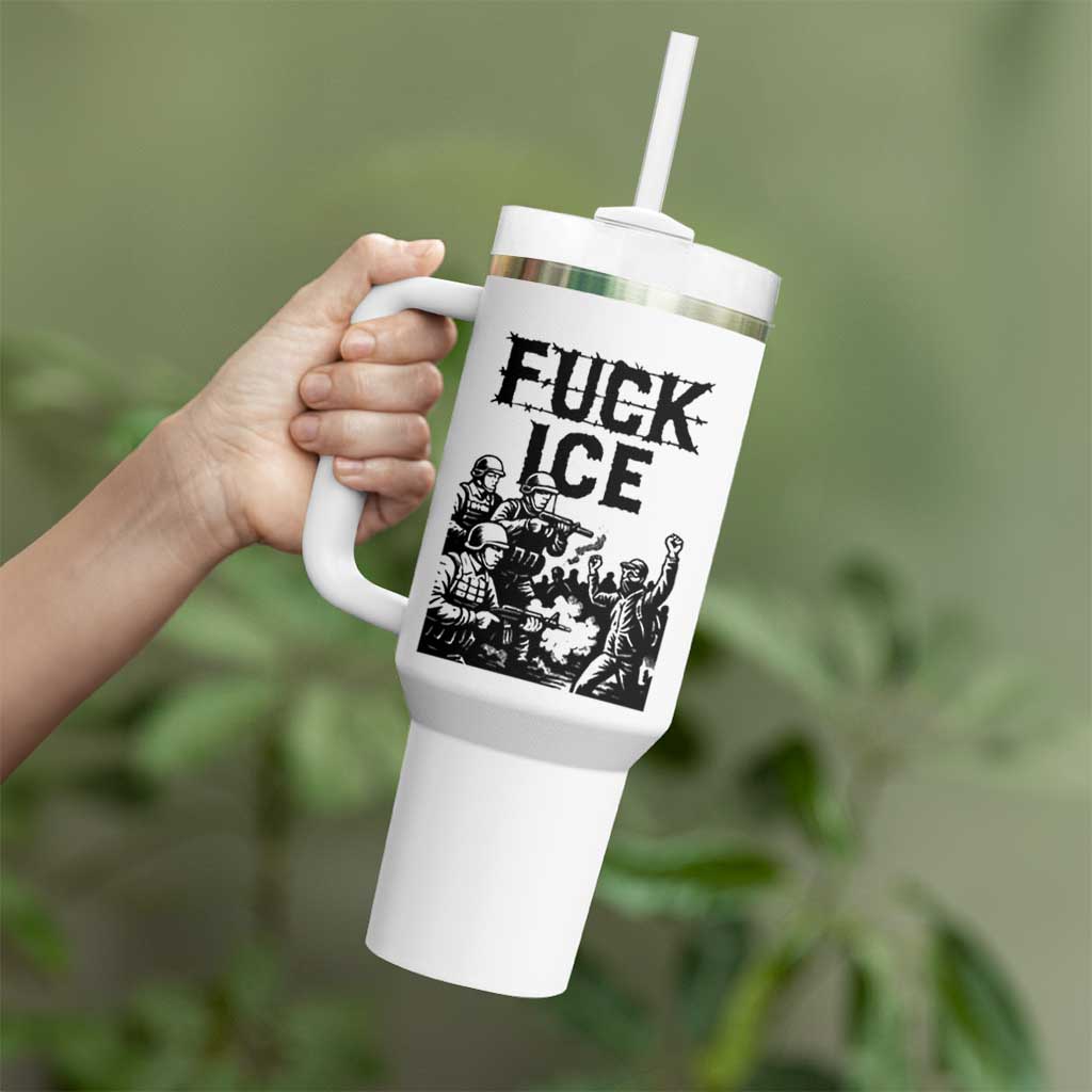 F Ice Riot Protest Graphic Tumbler With Handle Political Resistance Against Ice Violence