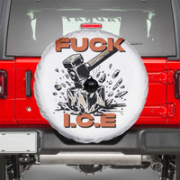 Crush Ice Protest Graphic Spare Tire Cover Sledgehammer Smash Against Ice Political Resistance