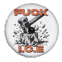 Crush Ice Protest Graphic Spare Tire Cover Sledgehammer Smash Against Ice Political Resistance