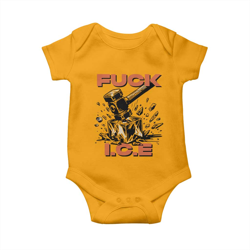 Crush Ice Protest Graphic Baby Onesie Sledgehammer Smash Against Ice Political Resistance