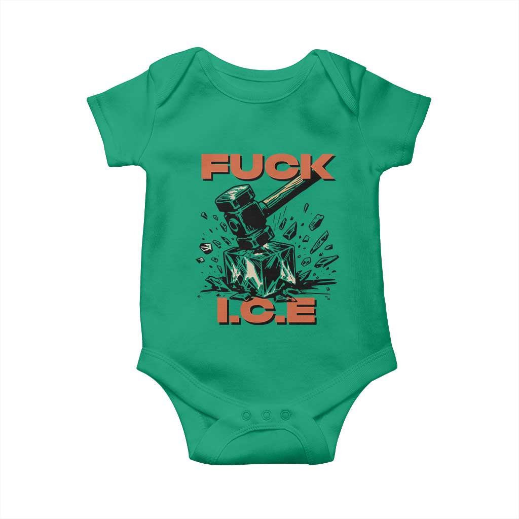 Crush Ice Protest Graphic Baby Onesie Sledgehammer Smash Against Ice Political Resistance