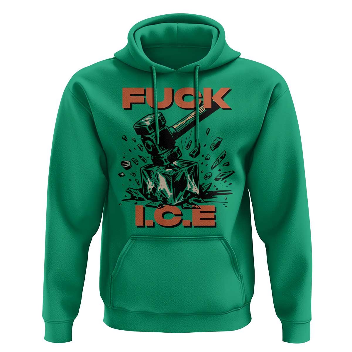 Crush Ice Protest Graphic Hoodie Sledgehammer Smash Against Ice Political Resistance