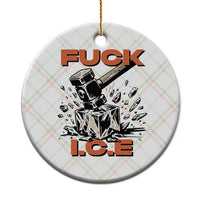 Crush Ice Protest Graphic Ceramic Ornament Sledgehammer Smash Against Ice Political Resistance