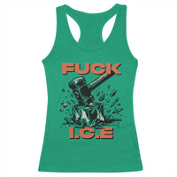 Crush Ice Protest Graphic Racerback Tank Top Sledgehammer Smash Against Ice Political Resistance