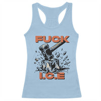 Crush Ice Protest Graphic Racerback Tank Top Sledgehammer Smash Against Ice Political Resistance