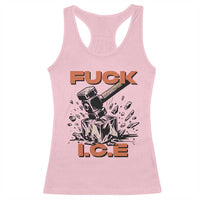 Crush Ice Protest Graphic Racerback Tank Top Sledgehammer Smash Against Ice Political Resistance