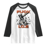 Crush Ice Protest Graphic Raglan Shirt Sledgehammer Smash Against Ice Political Resistance