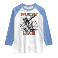 Crush Ice Protest Graphic Raglan Shirt Sledgehammer Smash Against Ice Political Resistance