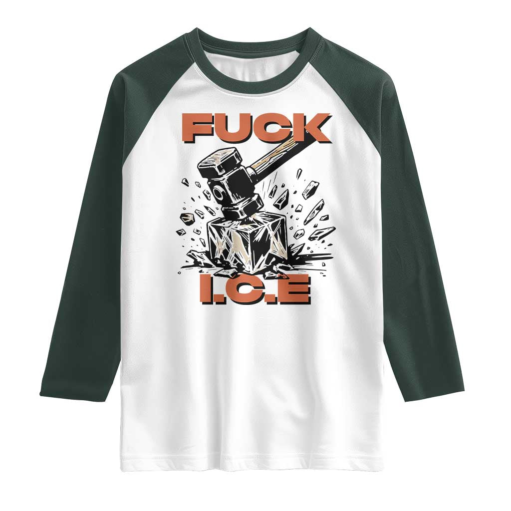 Crush Ice Protest Graphic Raglan Shirt Sledgehammer Smash Against Ice Political Resistance