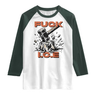 Crush Ice Protest Graphic Raglan Shirt Sledgehammer Smash Against Ice Political Resistance