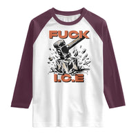 Crush Ice Protest Graphic Raglan Shirt Sledgehammer Smash Against Ice Political Resistance