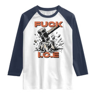 Crush Ice Protest Graphic Raglan Shirt Sledgehammer Smash Against Ice Political Resistance