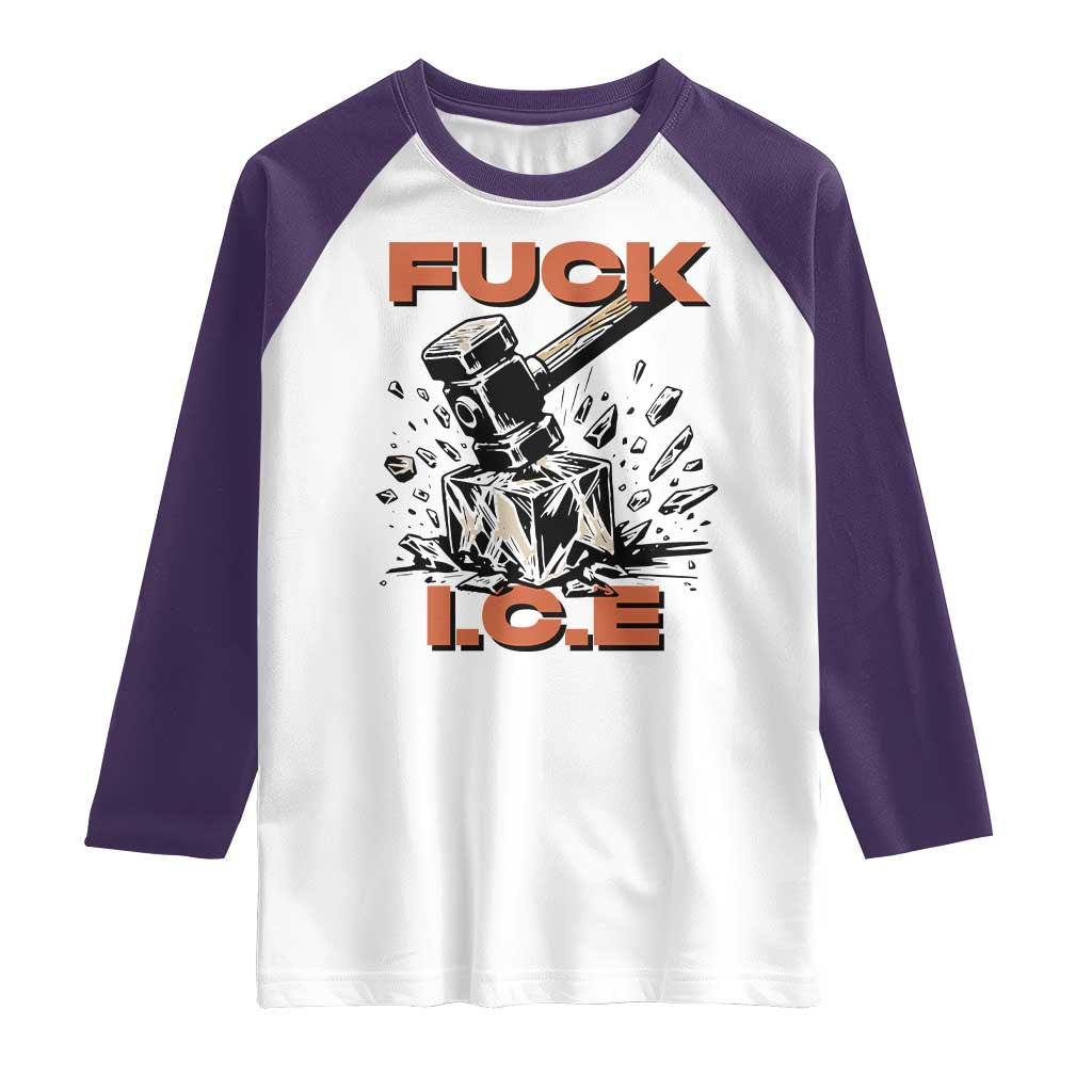 Crush Ice Protest Graphic Raglan Shirt Sledgehammer Smash Against Ice Political Resistance