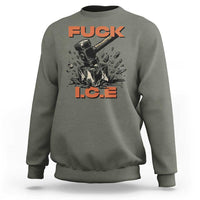 Crush Ice Protest Graphic Sweatshirt Sledgehammer Smash Against Ice Political Resistance