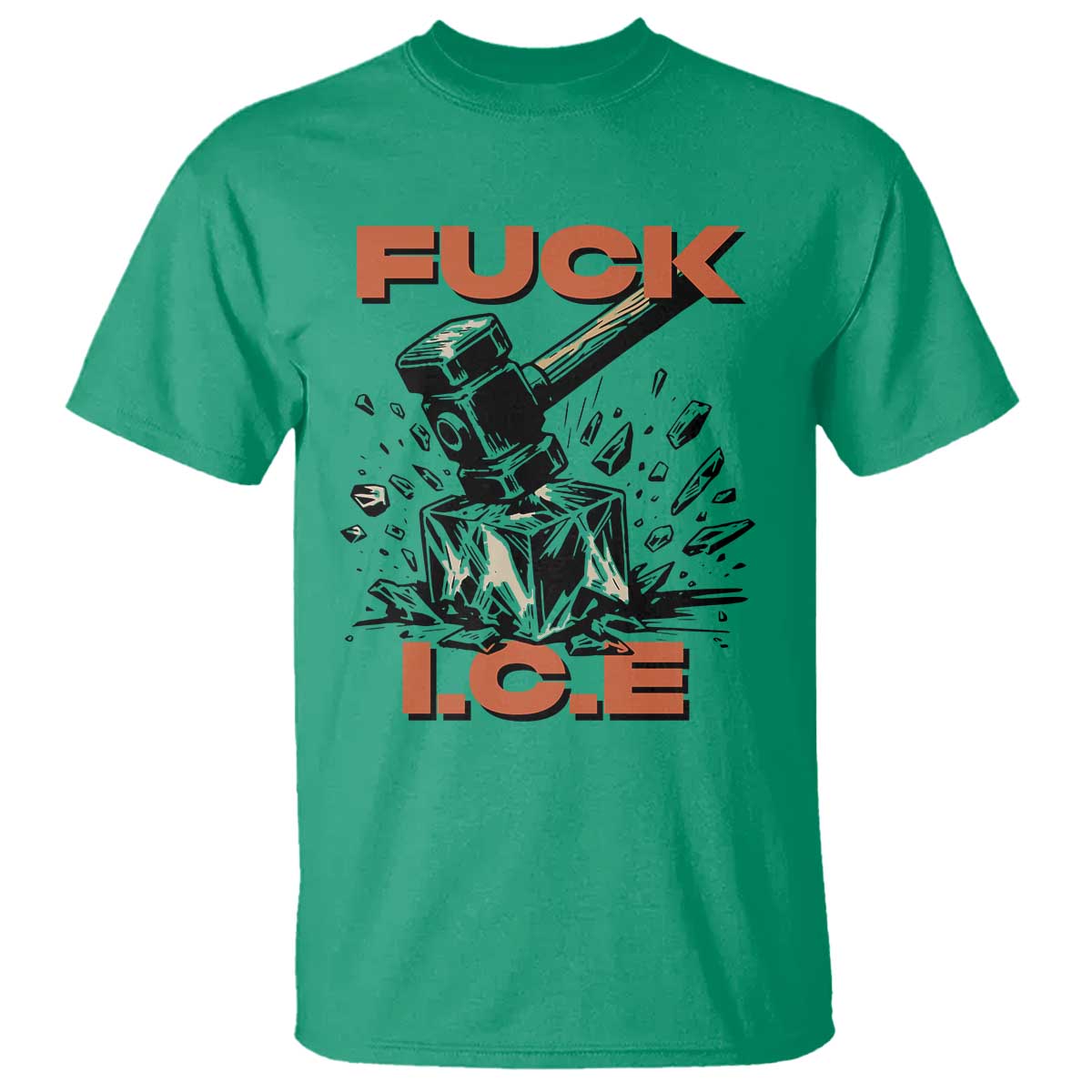 Crush Ice Protest Graphic T Shirt Sledgehammer Smash Against Ice Political Resistance
