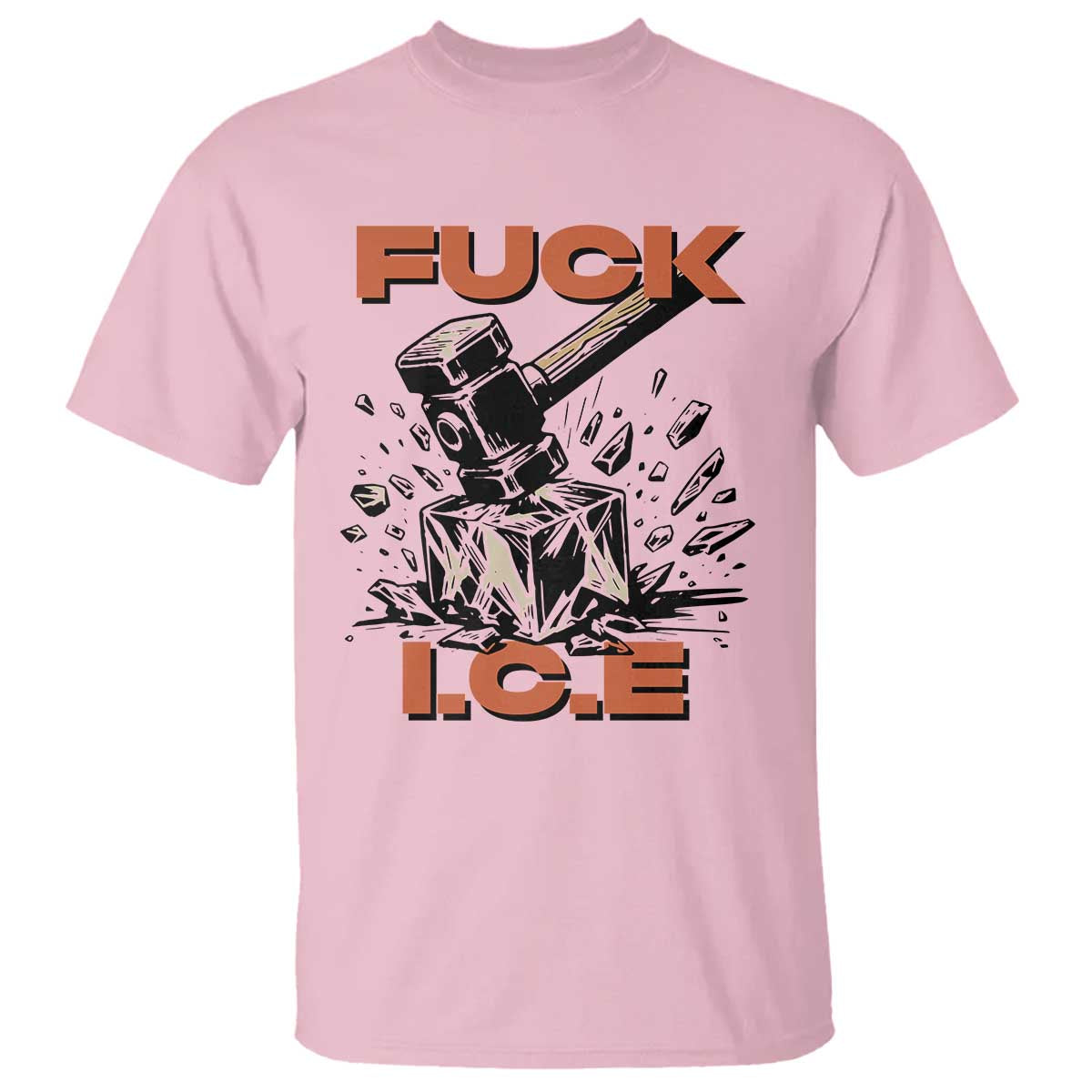 Crush Ice Protest Graphic T Shirt Sledgehammer Smash Against Ice Political Resistance