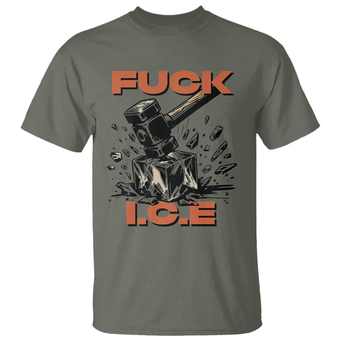 Crush Ice Protest Graphic T Shirt Sledgehammer Smash Against Ice Political Resistance