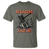 Crush Ice Protest Graphic T Shirt Sledgehammer Smash Against Ice Political Resistance