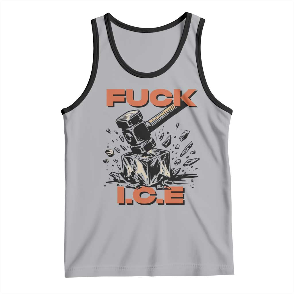 Crush Ice Protest Graphic Tank Top Sledgehammer Smash Against Ice Political Resistance