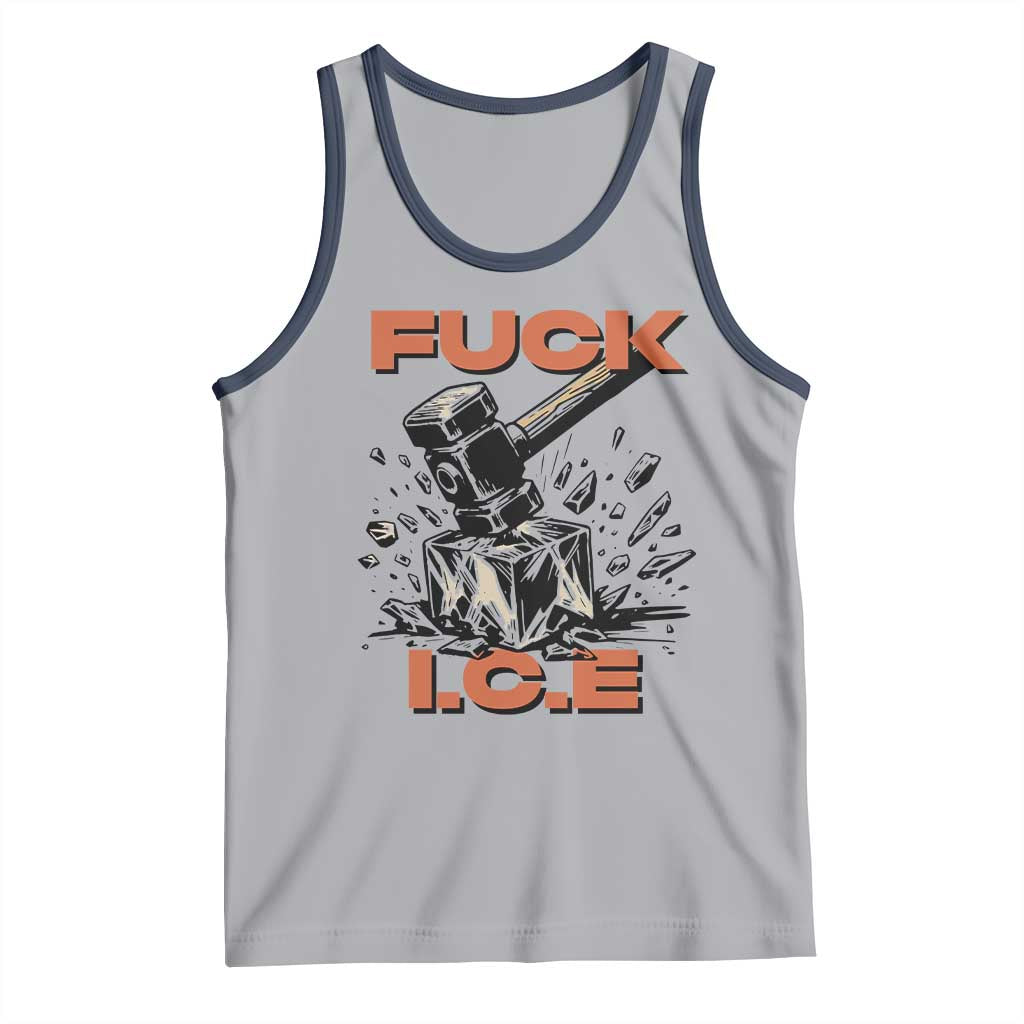 Crush Ice Protest Graphic Tank Top Sledgehammer Smash Against Ice Political Resistance