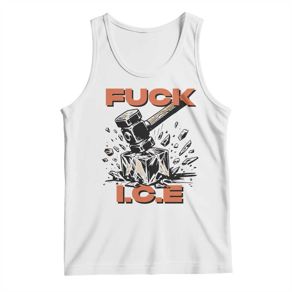 Crush Ice Protest Graphic Tank Top Sledgehammer Smash Against Ice Political Resistance