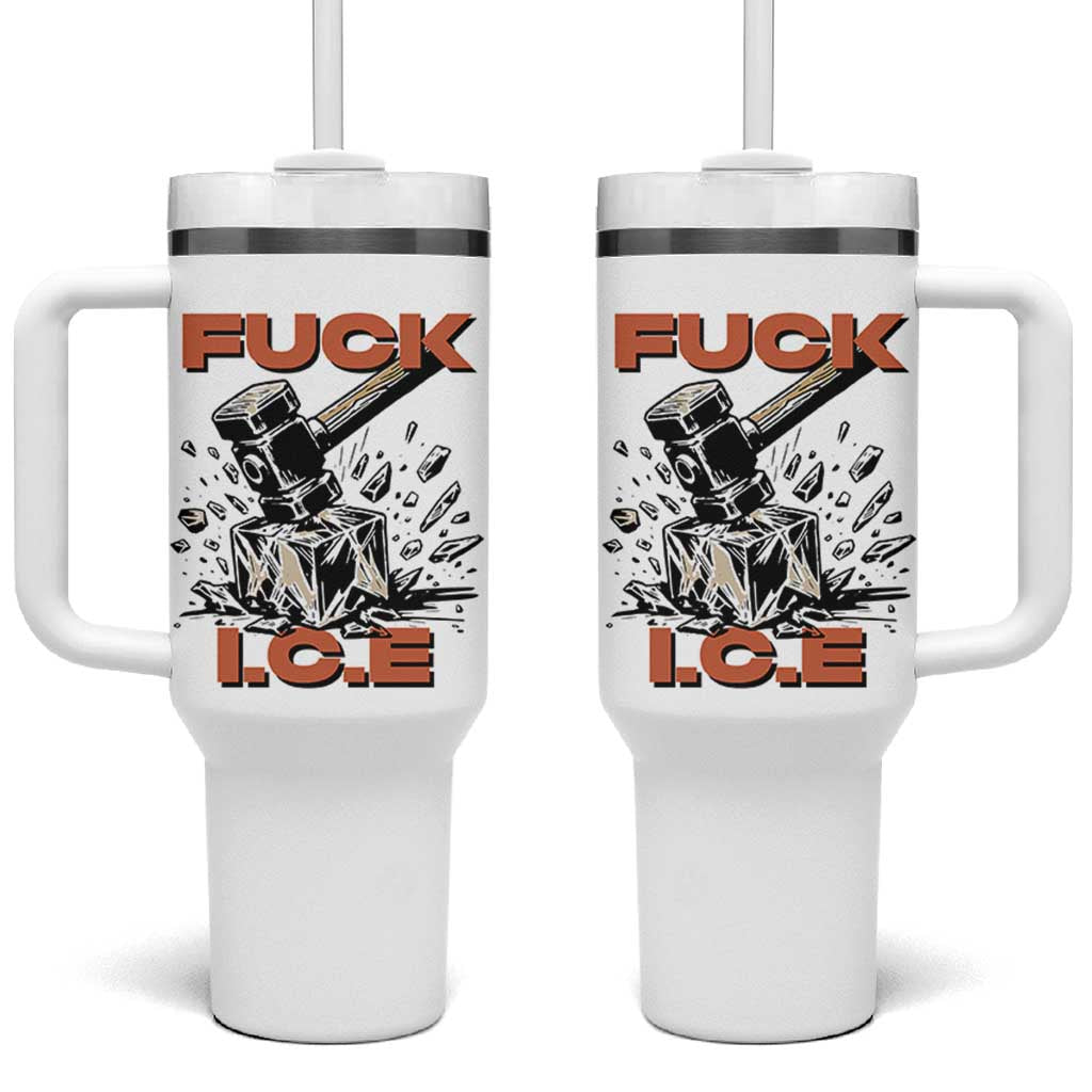 Crush Ice Protest Graphic Tumbler With Handle Sledgehammer Smash Against Ice Political Resistance