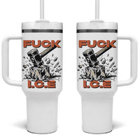 Crush Ice Protest Graphic Tumbler With Handle Sledgehammer Smash Against Ice Political Resistance
