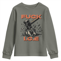 Crush Ice Protest Graphic Youth Sweatshirt Sledgehammer Smash Against Ice Political Resistance