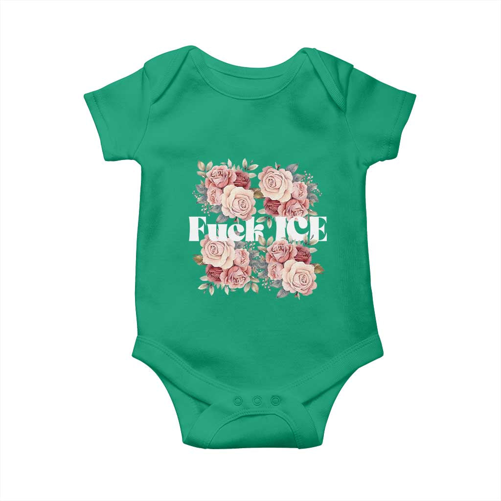 Floral Protest Against Ice Baby Onesie Justice and Freedom Political Resistance