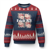 Floral Protest Against Ice Ugly Christmas Sweater Justice and Freedom Political Resistance