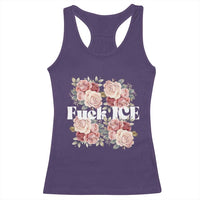 Floral Protest Against Ice Racerback Tank Top Justice and Freedom Political Resistance