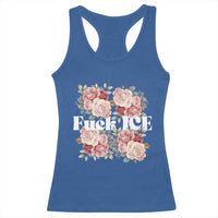 Floral Protest Against Ice Racerback Tank Top Justice and Freedom Political Resistance