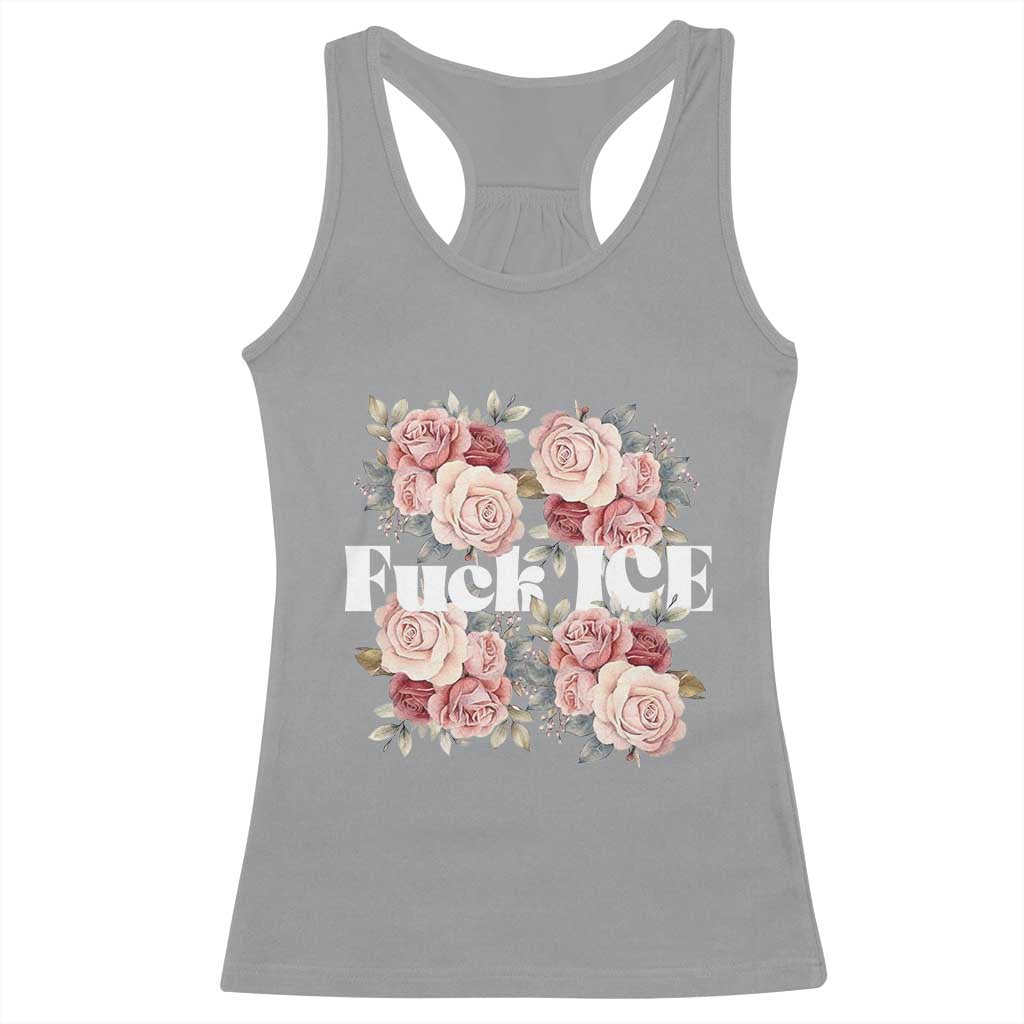 Floral Protest Against Ice Racerback Tank Top Justice and Freedom Political Resistance