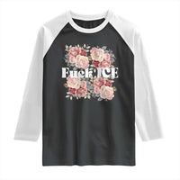 Floral Protest Against Ice Raglan Shirt Justice and Freedom Political Resistance