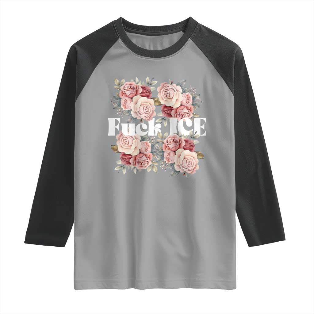 Floral Protest Against Ice Raglan Shirt Justice and Freedom Political Resistance