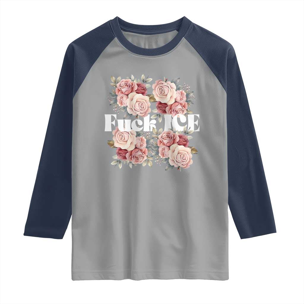 Floral Protest Against Ice Raglan Shirt Justice and Freedom Political Resistance