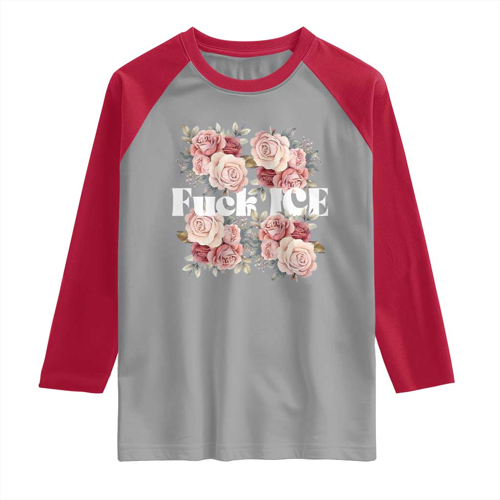 Floral Protest Against Ice Raglan Shirt Justice and Freedom Political Resistance
