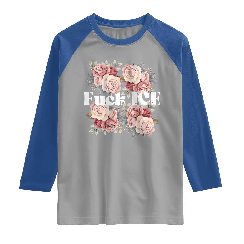 Floral Protest Against Ice Raglan Shirt Justice and Freedom Political Resistance