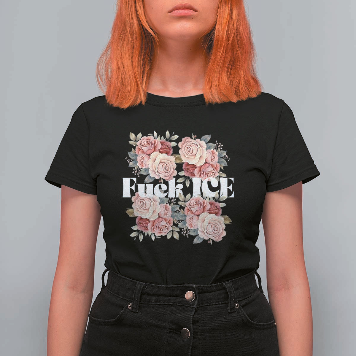 Floral Protest Against Ice T Shirt For Women Justice and Freedom Political Resistance