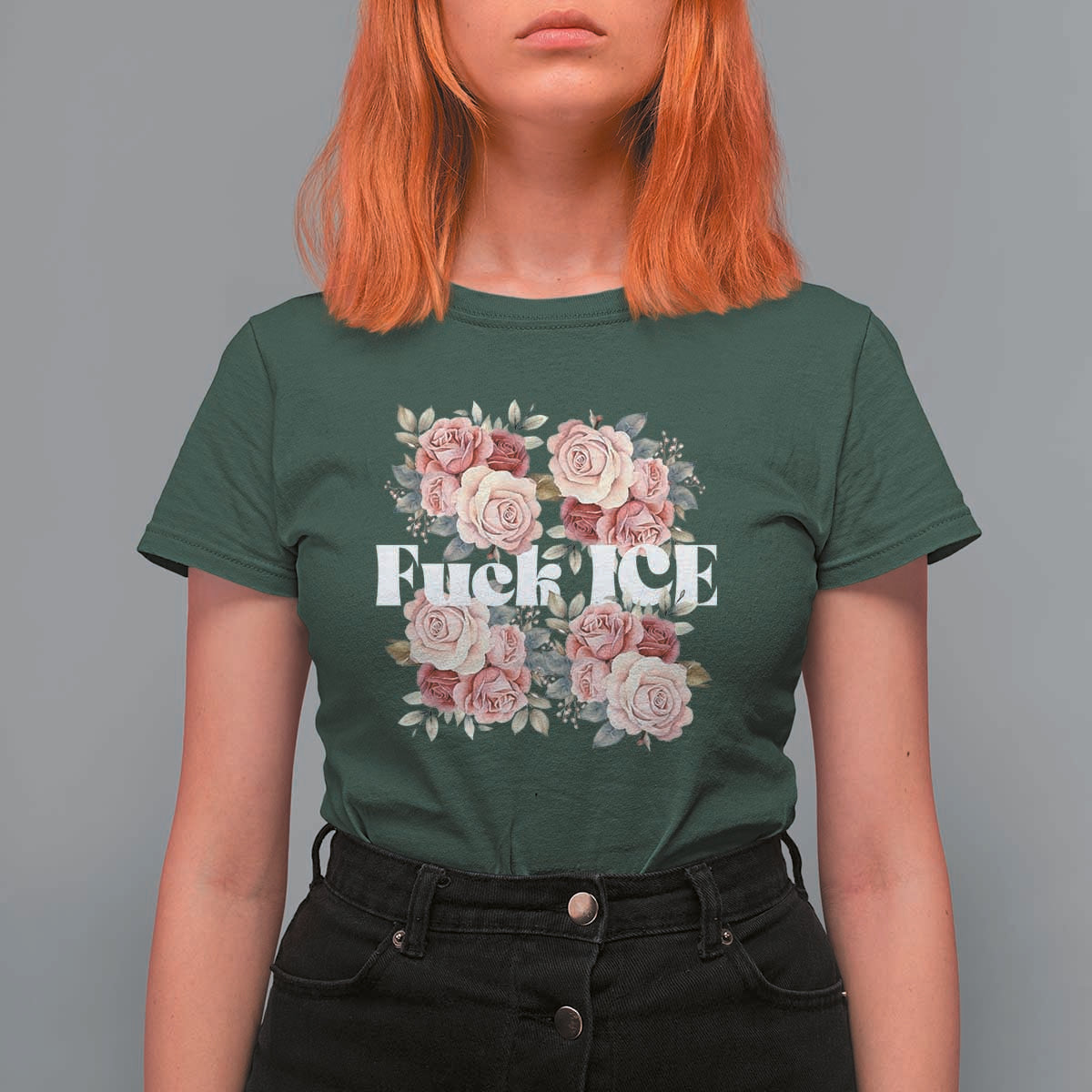 Floral Protest Against Ice T Shirt For Women Justice and Freedom Political Resistance