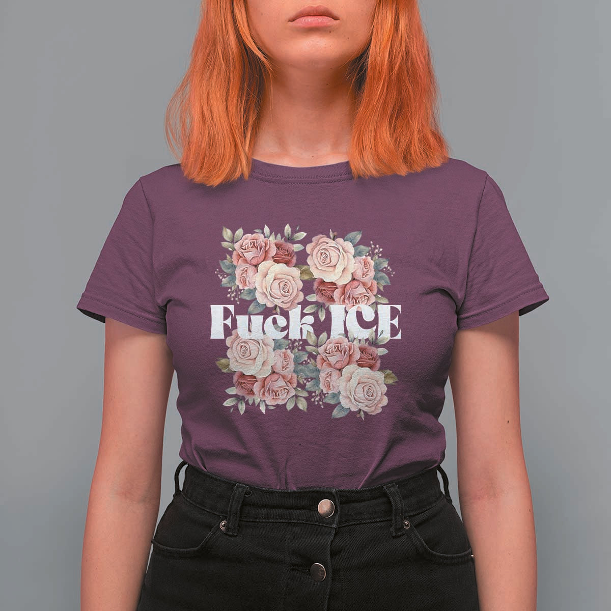 Floral Protest Against Ice T Shirt For Women Justice and Freedom Political Resistance