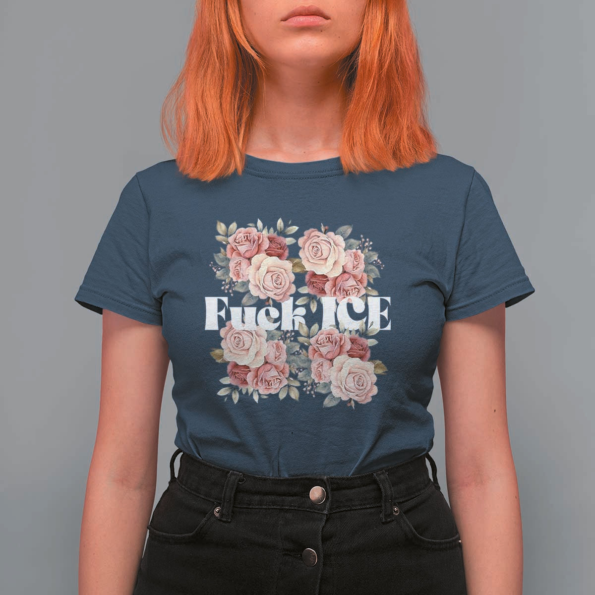 Floral Protest Against Ice T Shirt For Women Justice and Freedom Political Resistance